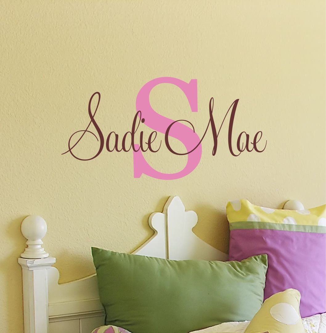 Nursery Decor Name Wall Decal - Girls Vinyl Wall Decals -  Baby Name Vinyl Wall Lettering