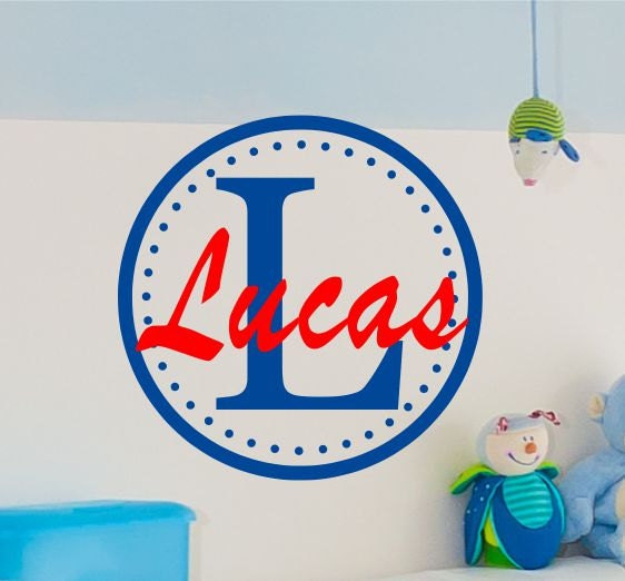 Childrens Decor Boys Name Monogram  Vinyl Wall Decal - Personalized Name Wall Art - Kids Decals