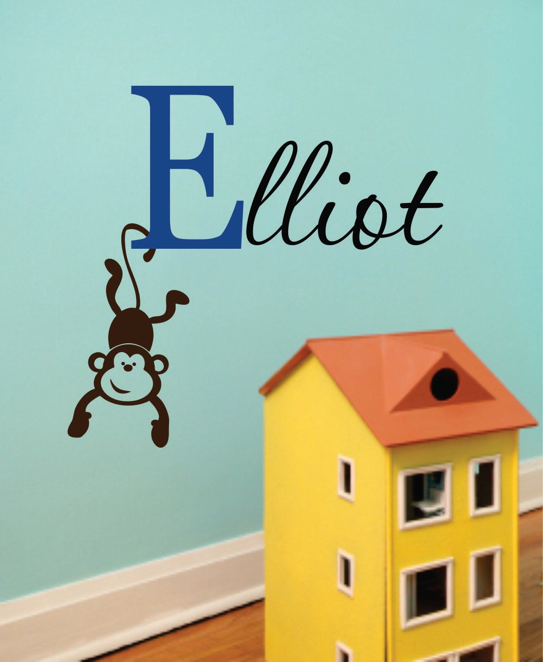 Personalized Childrens Decor  Monkey Wall Decal Nature Wall Decals - Childrens Wall Decals