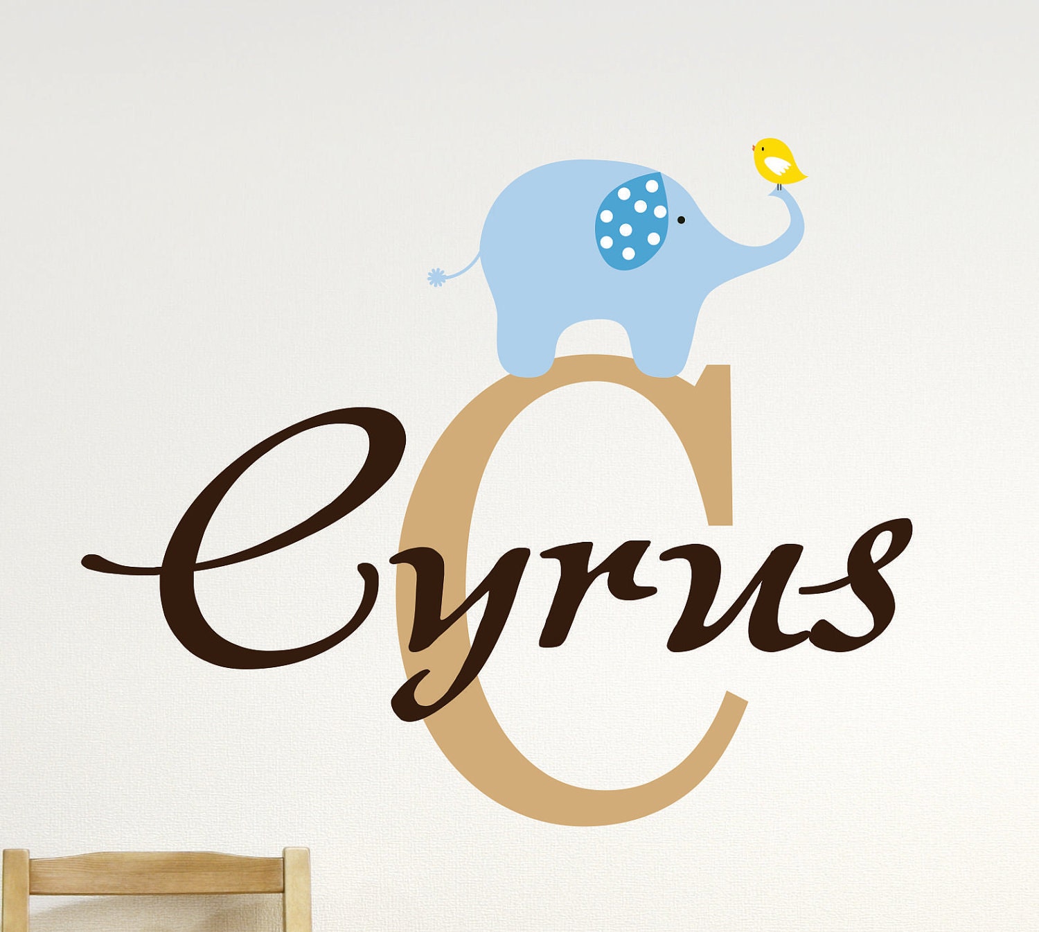 Elephant Wall Decal - Boys Name Decal - Nursery Decor - Elephant Decor -Personalized Decal