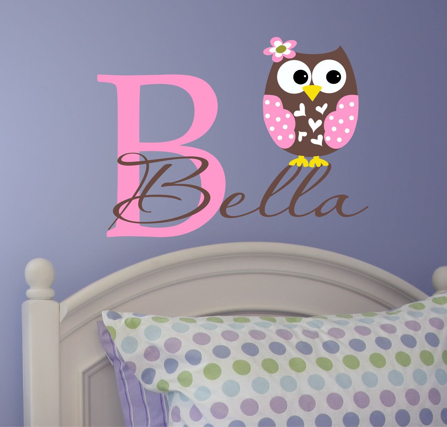Owl Decal Personalized with Name - Childrens Wall Decal - Baby Name Decal - Girls Wall Decal