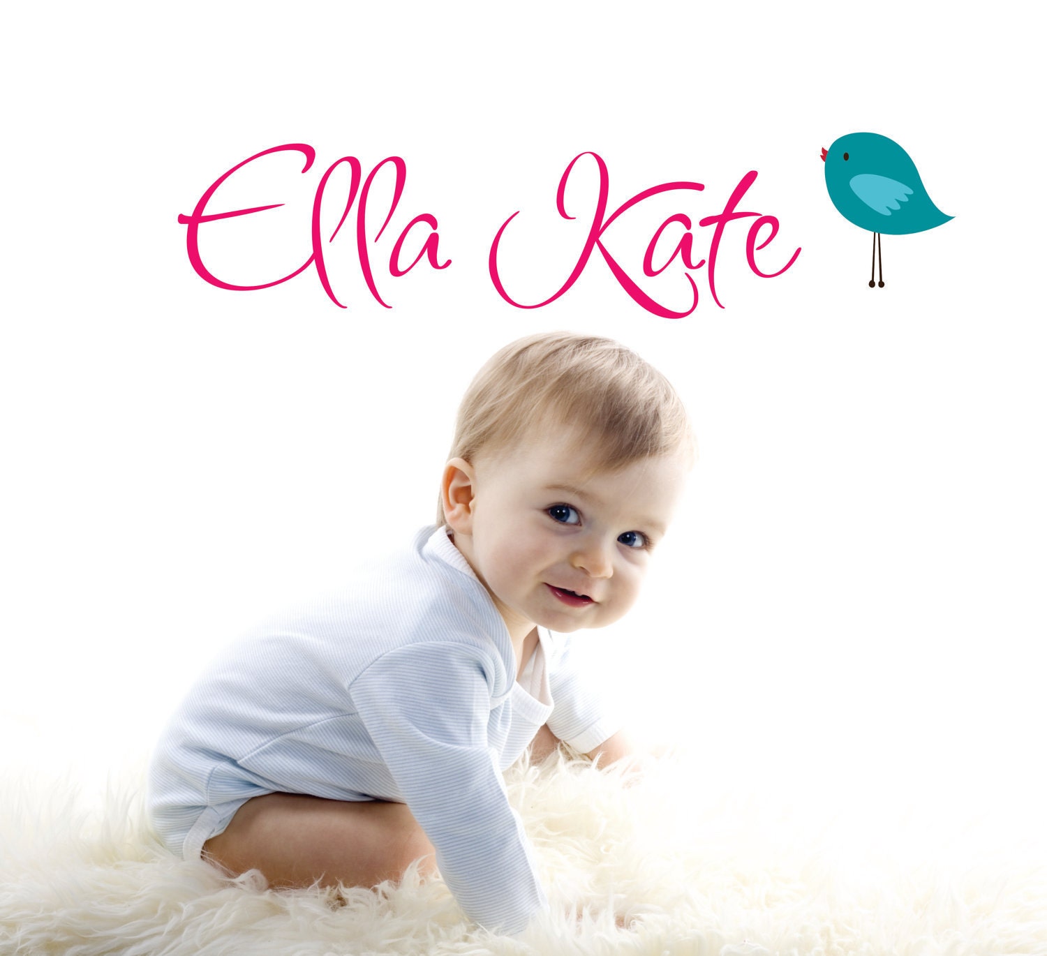 Personalized Childrens Decor Name with Bird Wall Decal - Kids Wall Art - Baby Name Vinyl Wall Decal with Bird