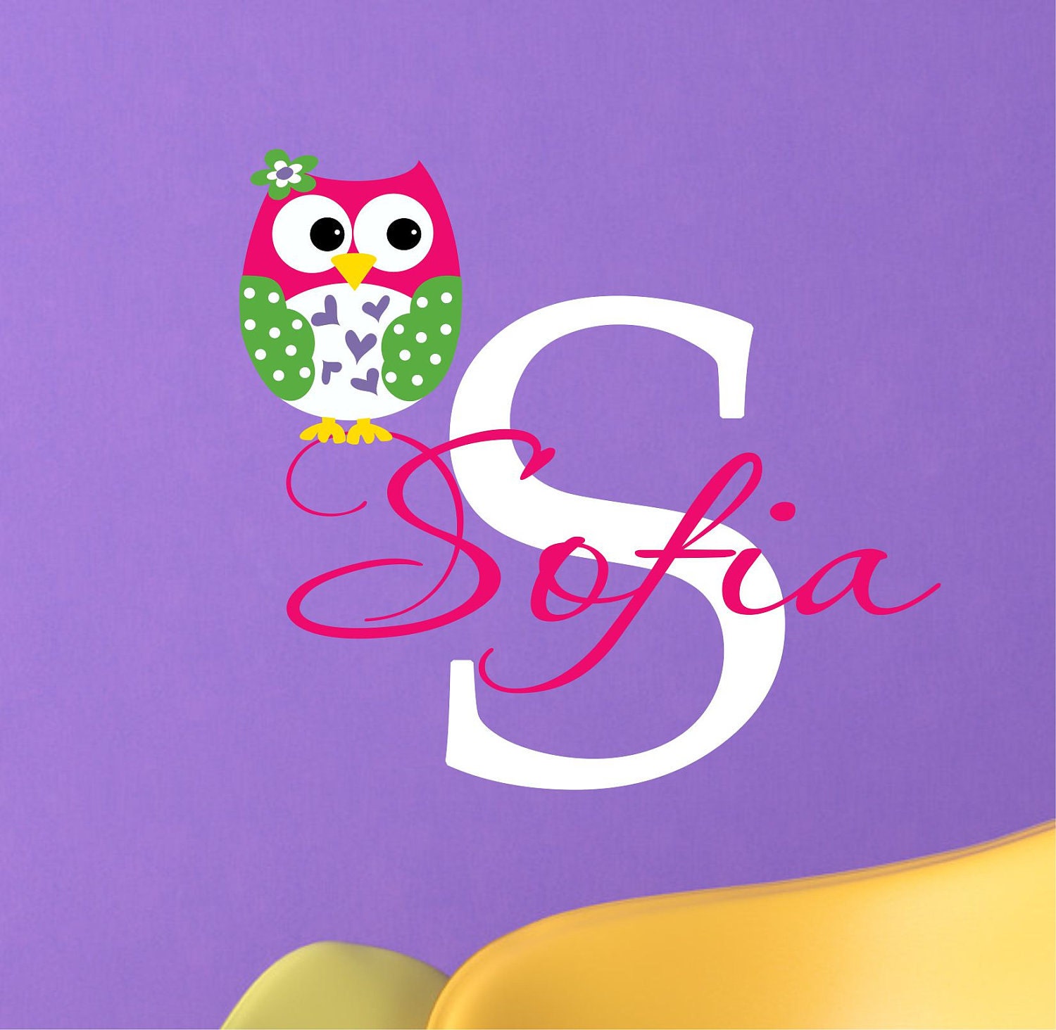 Owl Wall Decals - Childrens Wall Decals - Nurser Vinyl Wall Decal Personalized Name