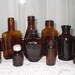 Instant Collection Of 9 Vintage Brown Glass Bottles 1 Heart Shaped