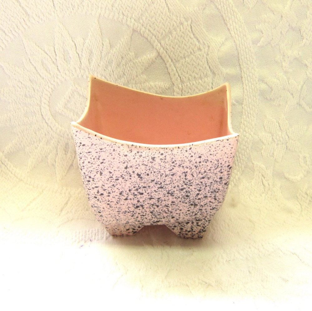 Mid Century Modern Art Pottery Pink Gray Splatter Planter Vase Bowl Gift for Her  Home Decor Office Crafts Powder Room Storage