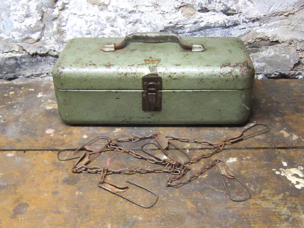 Vintage Tackle Tool Box  Metal box Storage Decor Industrial Rustic Gift for Him