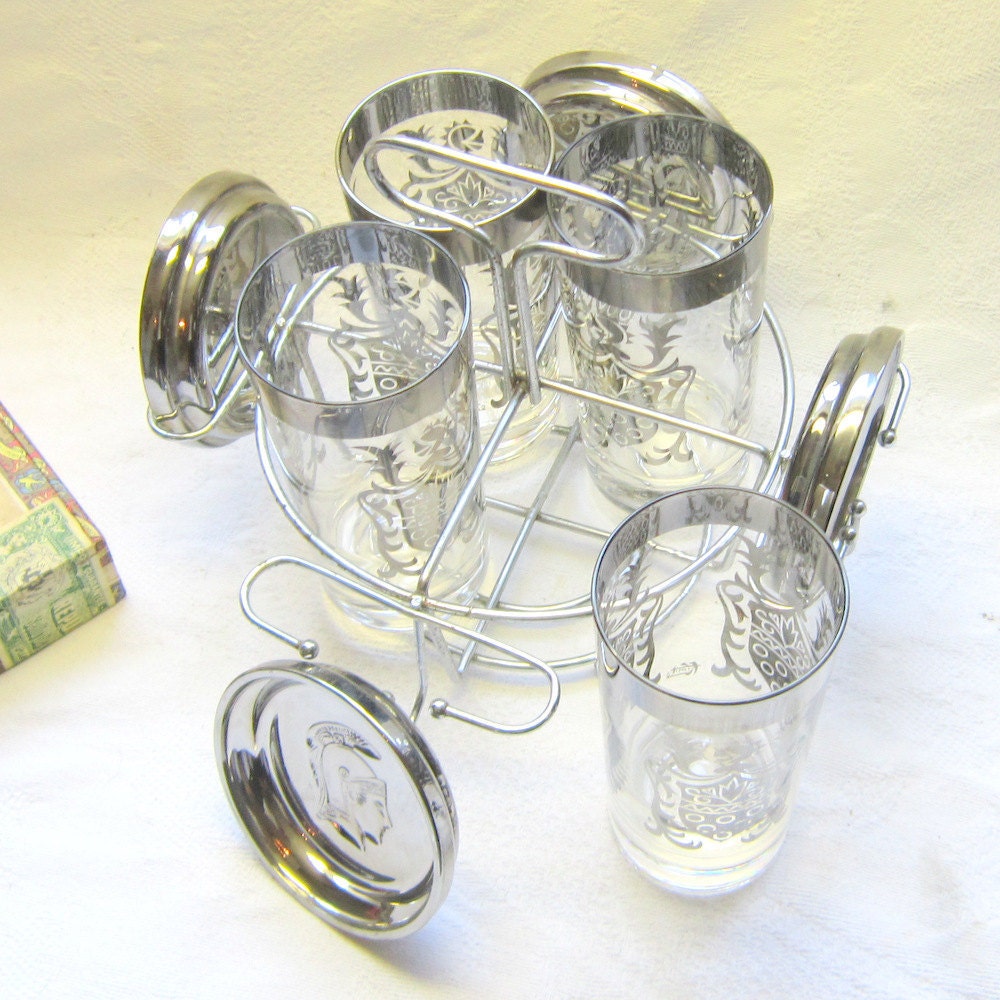 Eames Era Highball Cocktail Glasses Tumblers  Service Set KIMIKO Guardian Ware Silver Lusterware, Mid Century  Mad Men Gift for Him