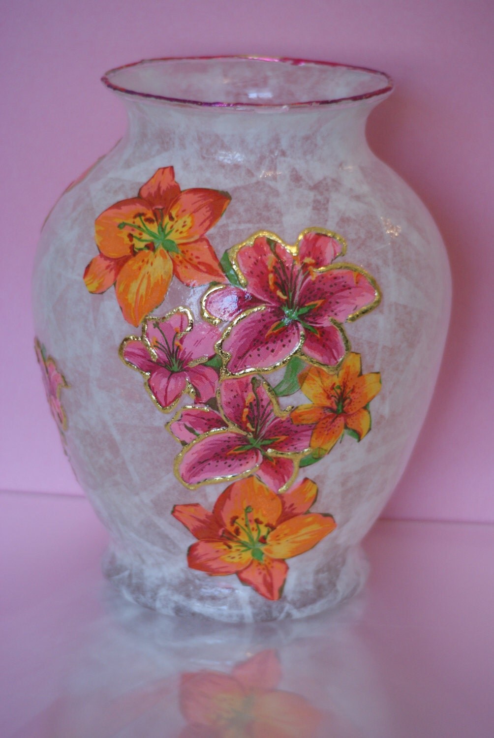 Glass vase covered with white tissue paper by ClassyChloeCreations