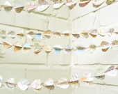 Petite Bon Voyage Paper Garland, Hearts, Going Away Party, Wedding Garland, Vintage Maps