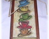 Cafe Espresso stacked Coffee Mugs kitchen wall art sign