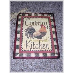 Kitchen Wall Decorations on Country Kitchen Rooster Wooden Wall Art Sign Farm Decor Choose