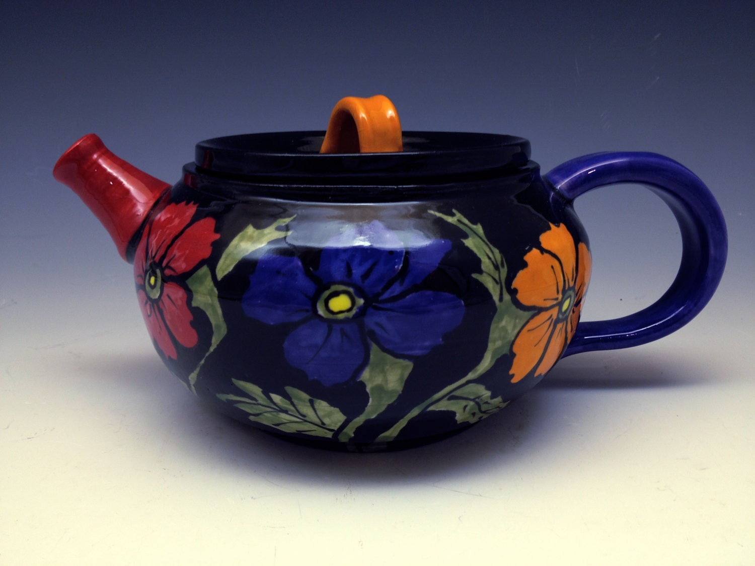 Teapot - Beautiful Hand-painted, Handmade Floral Ceramic Teapot