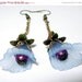 SALE Blue and Purple Lucite & Pearl,Brass Earrings
