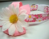 Spring Daisy in Pink Flowered Dog Collar Small