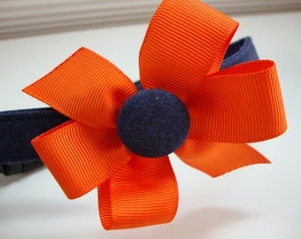 Florida Gators or Denver Broncos Dog Collar Medium with a Bow
