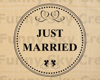 Just Married Sign in Frame - Burlap Digital Download Paper Wedding Marriage Word Text Typography Image Transfer To Pillows Tea Towels b181