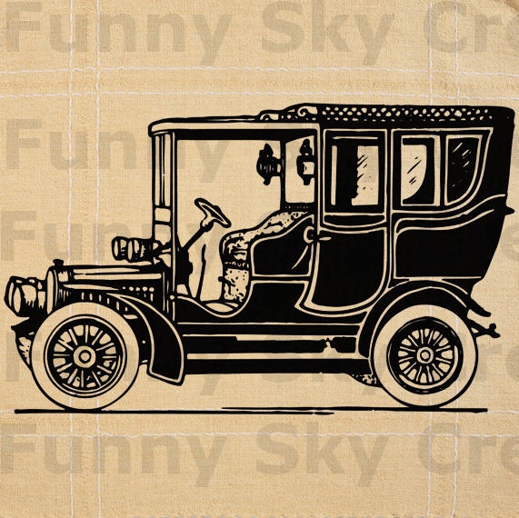 Vintage Car Automobile Old Machine - Burlap Digital Download Paper Image Transfer To Cushions Pillows Tote Bag Tea Towels b357