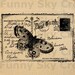 Butterfly Postcard Vintage Poster - Burlap Digital Download Paper Word Typography Image Transfer To Cushion Pillows Tea Towels b553