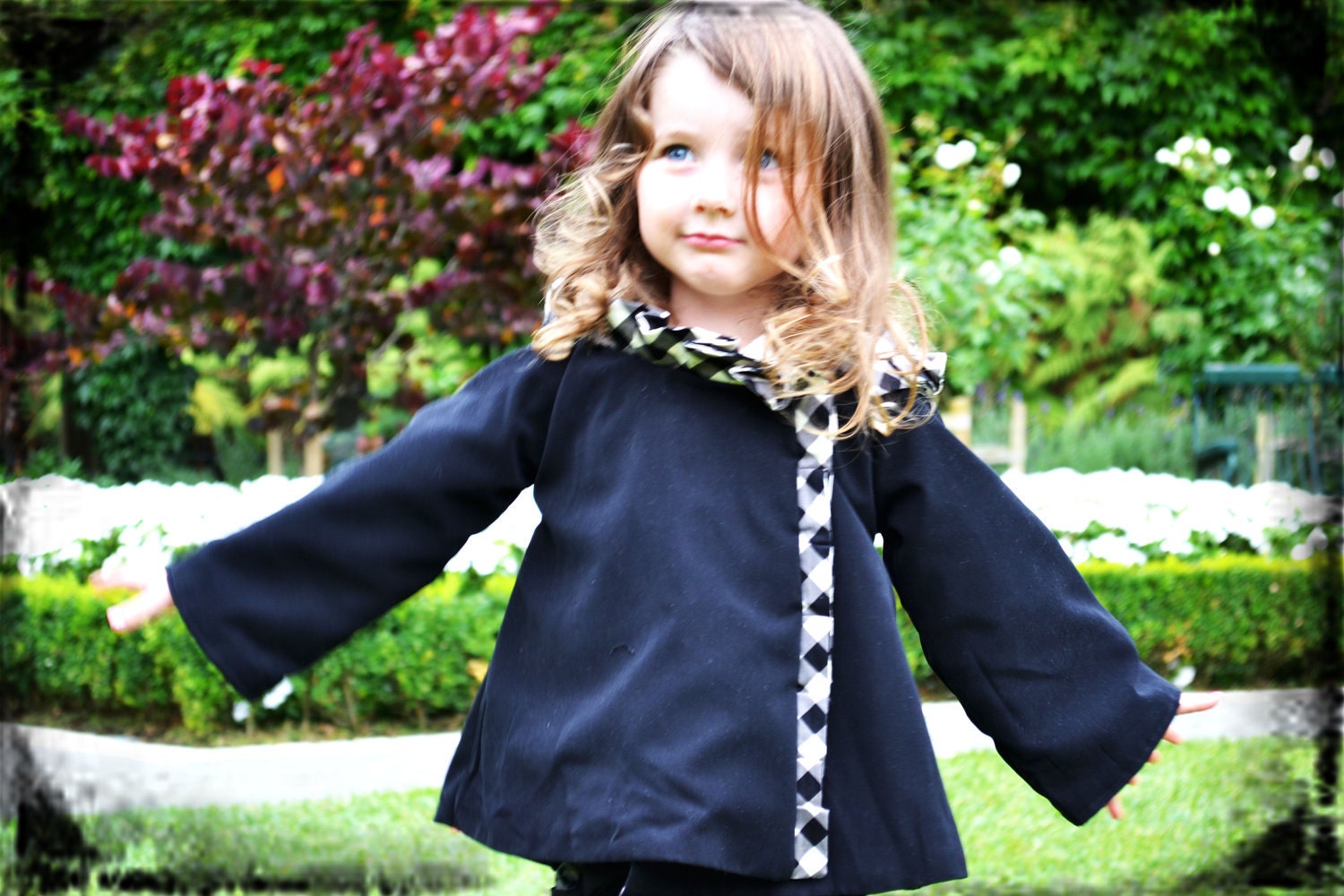 Jacket Size 6-9 months black with pleated frill