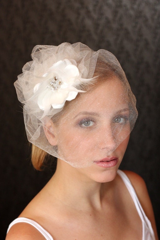 BIRDCAGE VEIL TULLE. Unique bridal veil, wedding  veil. Headpiece for romantic bride