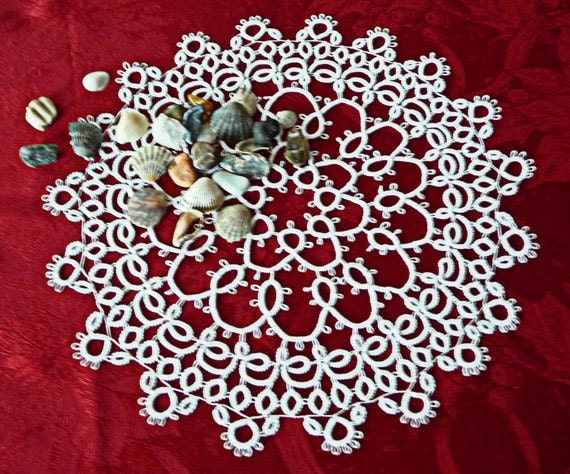 Tatting Handcrafted Round Doily.