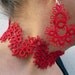 Red tatting earrings and necklace - summer fashion - for women.