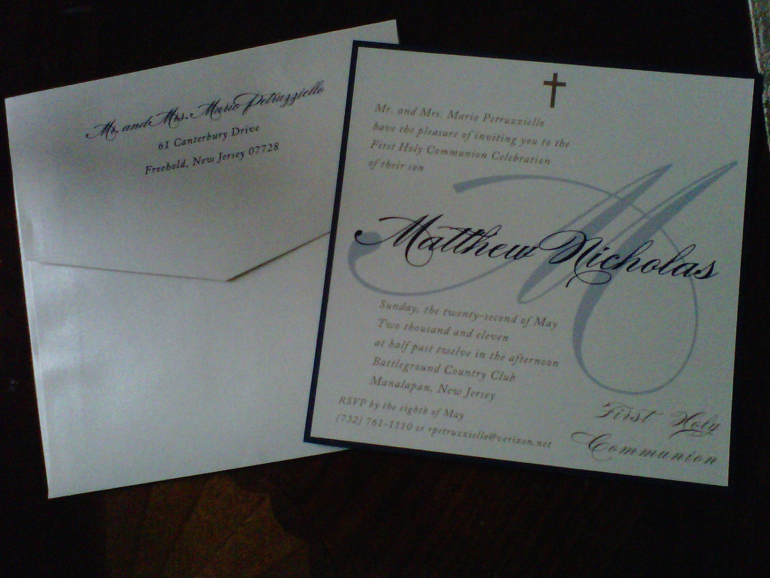 Communion Invitation with sheer elegance