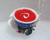 Tomato Soup Pendant.  Polymer clay