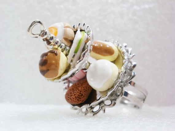 Cake Stand Ring. Polymer Clay.