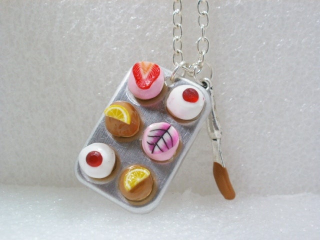 Muffin Pan/ Cupcake Pendant. Polymer Clay.