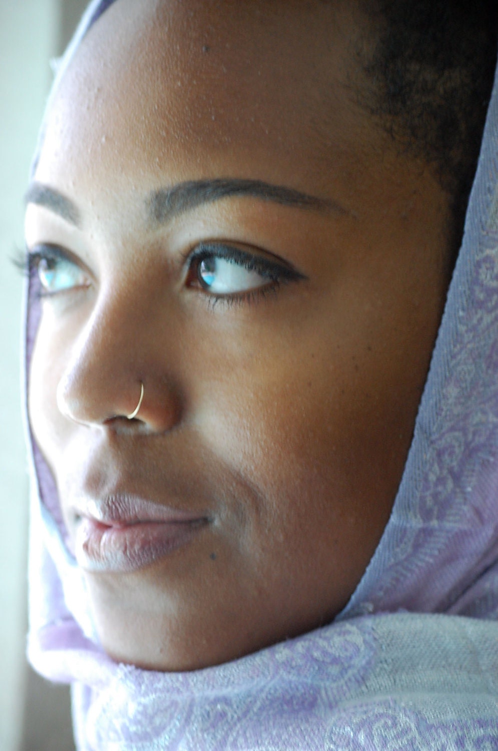 Custom Made, Delicate and Seamless 14 KT solid Yellow Gold NOSE RING, Accentuates all faces, 22 Gauge