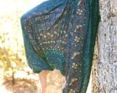100% Organic Cotton Vibrant Teal Harem Pants with Hand Block Print-Yoga Wear, Lounge Wear, Dance Wear, Spacious, Beautiful Colors