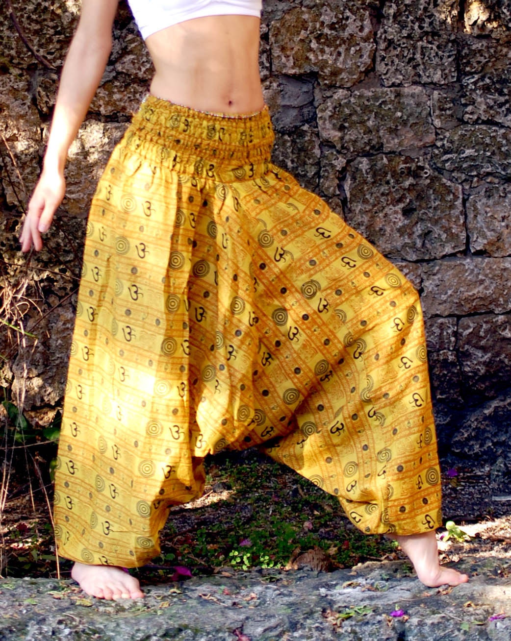 yellow harem pants