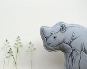 Cloth Rhinoceros Toy. Black Rhinoceros. Hand-drawn organic cotton Rhinoceros Toy by The Handmade Classroom on Etsy - TheHandmadeClassroom
