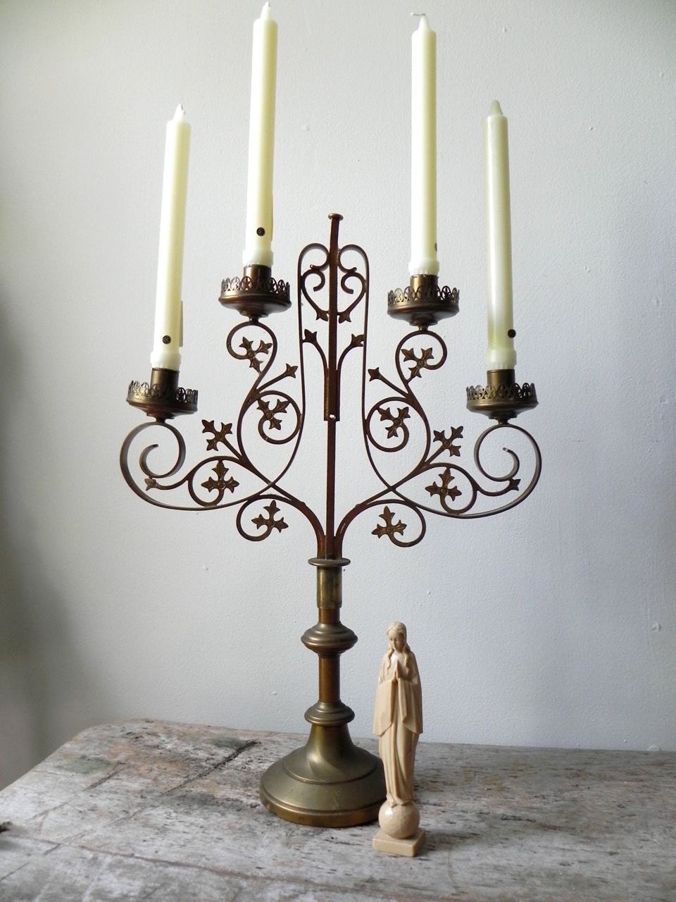 RESERVED FOR JAC - Antique Brass 4 Arm Candelabra