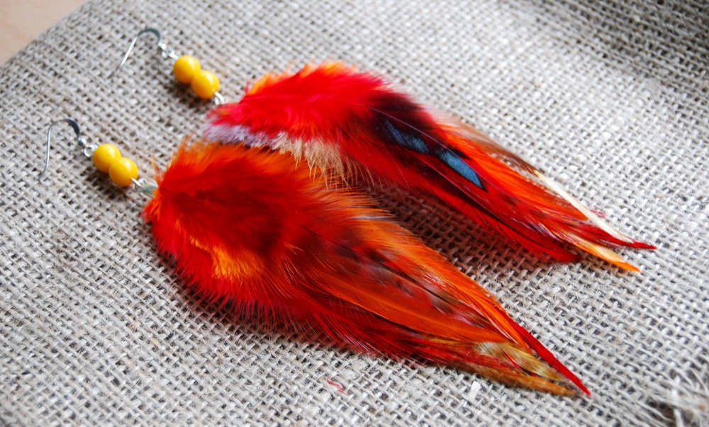 Feather Earrings -  Dragon Hatchling