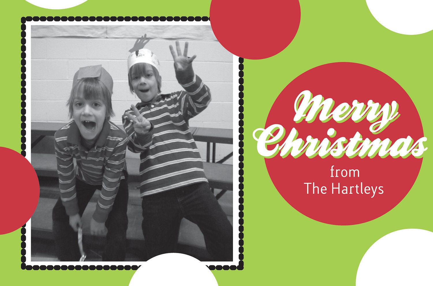 Cute Christmas Polka-Dot Holiday Photo Card or Invitation 5 x 7 - Printable File