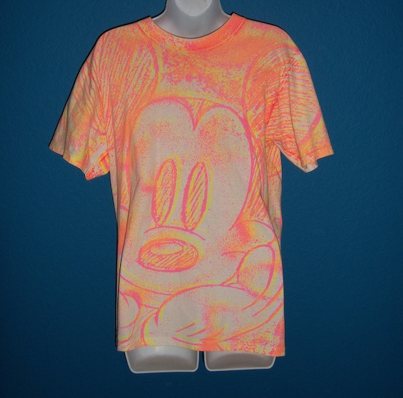 1980s // Neon Mickey Mouse t shirt by DroopyMcCool on Etsy