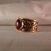 Vintage, Unique, Handmade 14k gold and garnet Mens ring. Size 11. Ivy design.