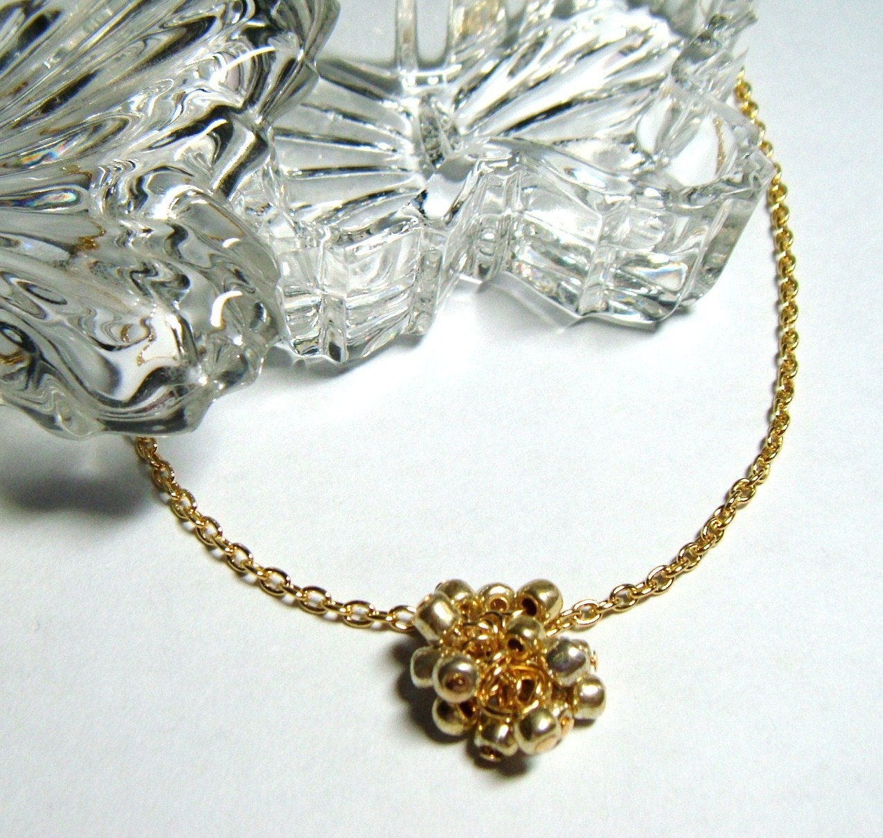 Gold Glass Beaded Necklace
