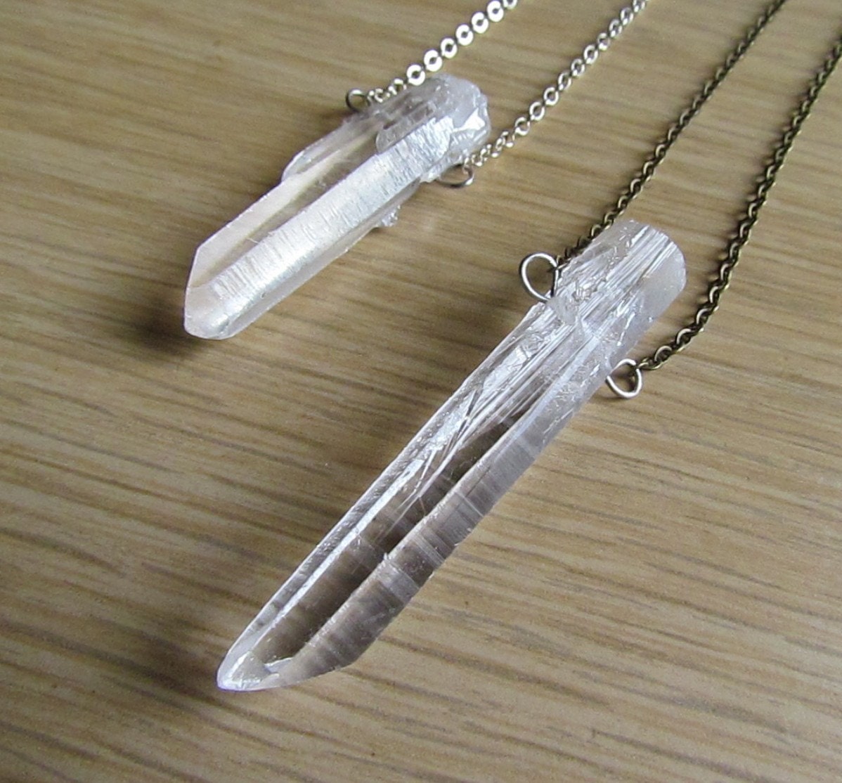 ROXY / Raw Crystal Layering Necklace - Rough Clear Quartz Pendant Necklace Long Chain - Native, Natural, Unisex - April Birthstone