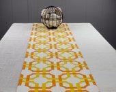 Modern Orange and Green Table Runner, Reversible Table Runner, Tablecloth  60 inch long