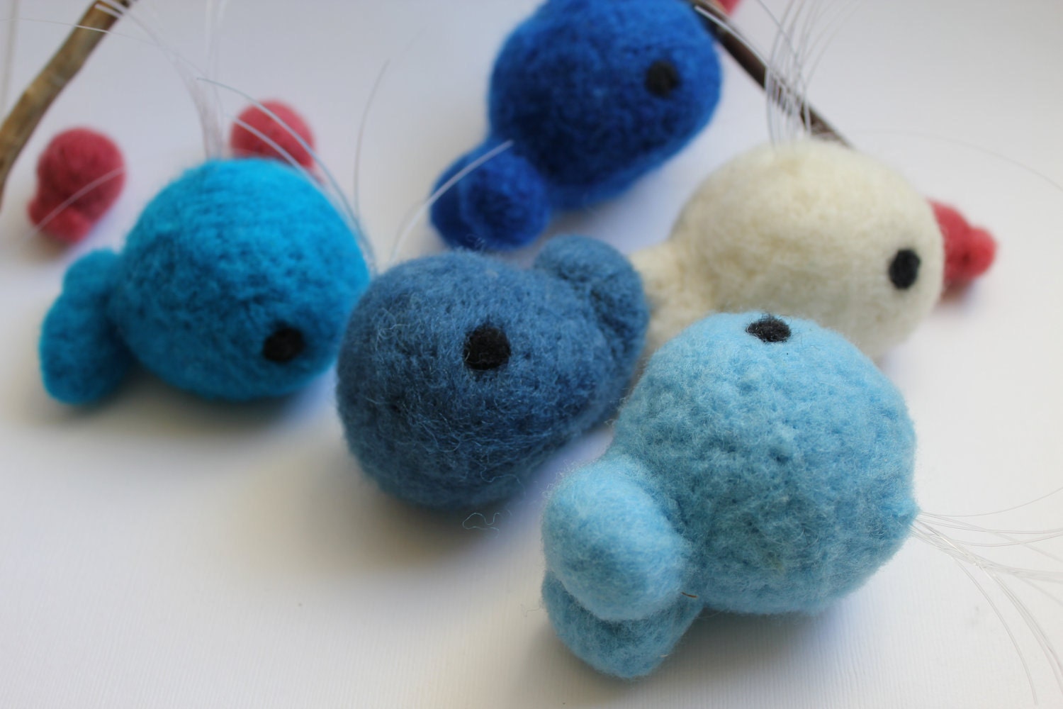 Hand Needle Felted Baby Mobile - Whales & Fishies