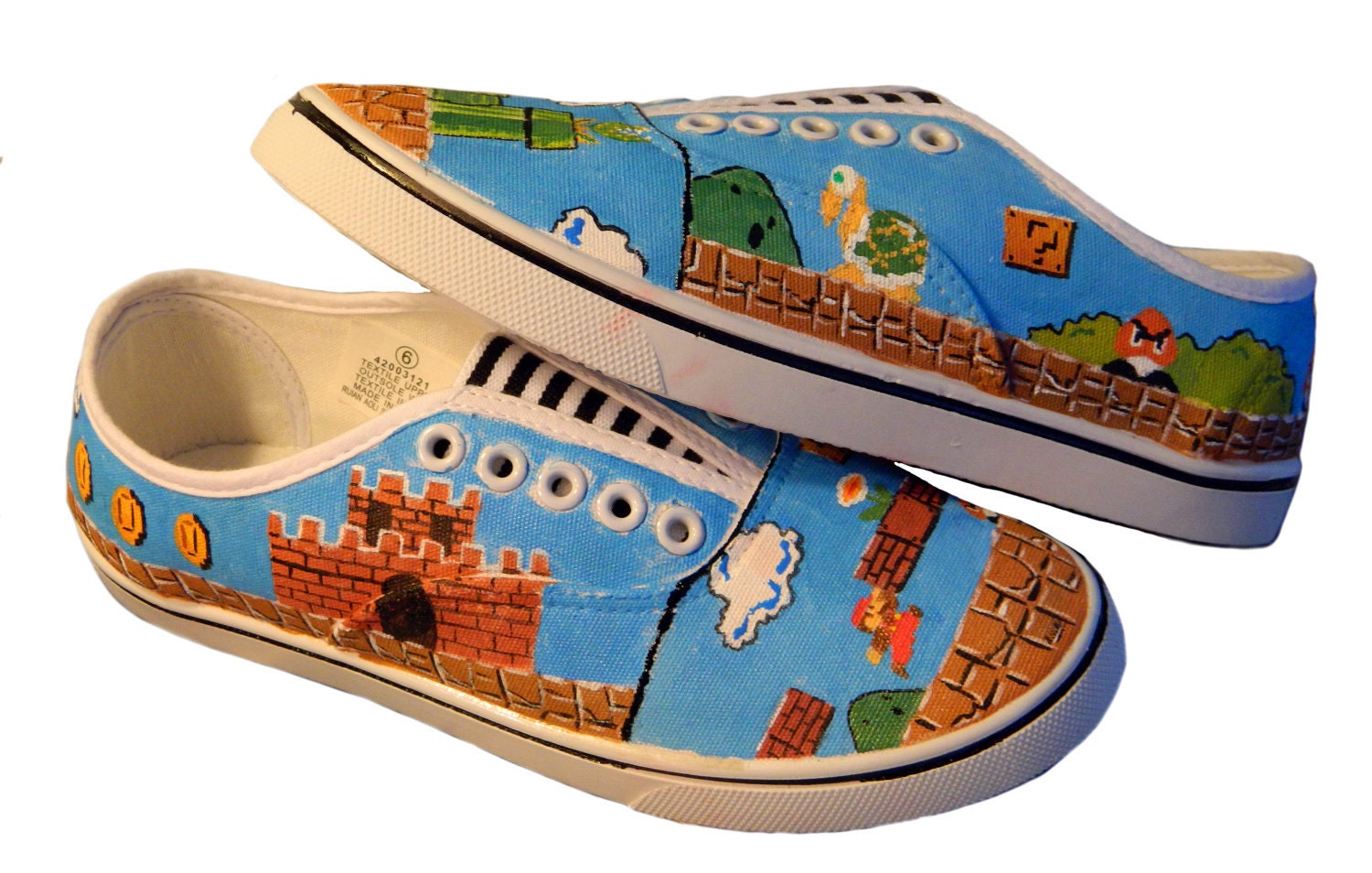 Super Mario Brothers Hand Painted Sneakers