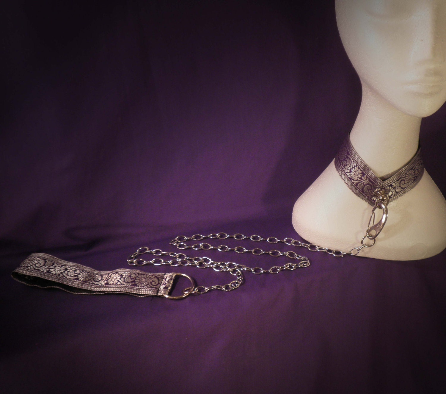 Purple Brocade Leash For Matching Collar - Absolute Devotion
