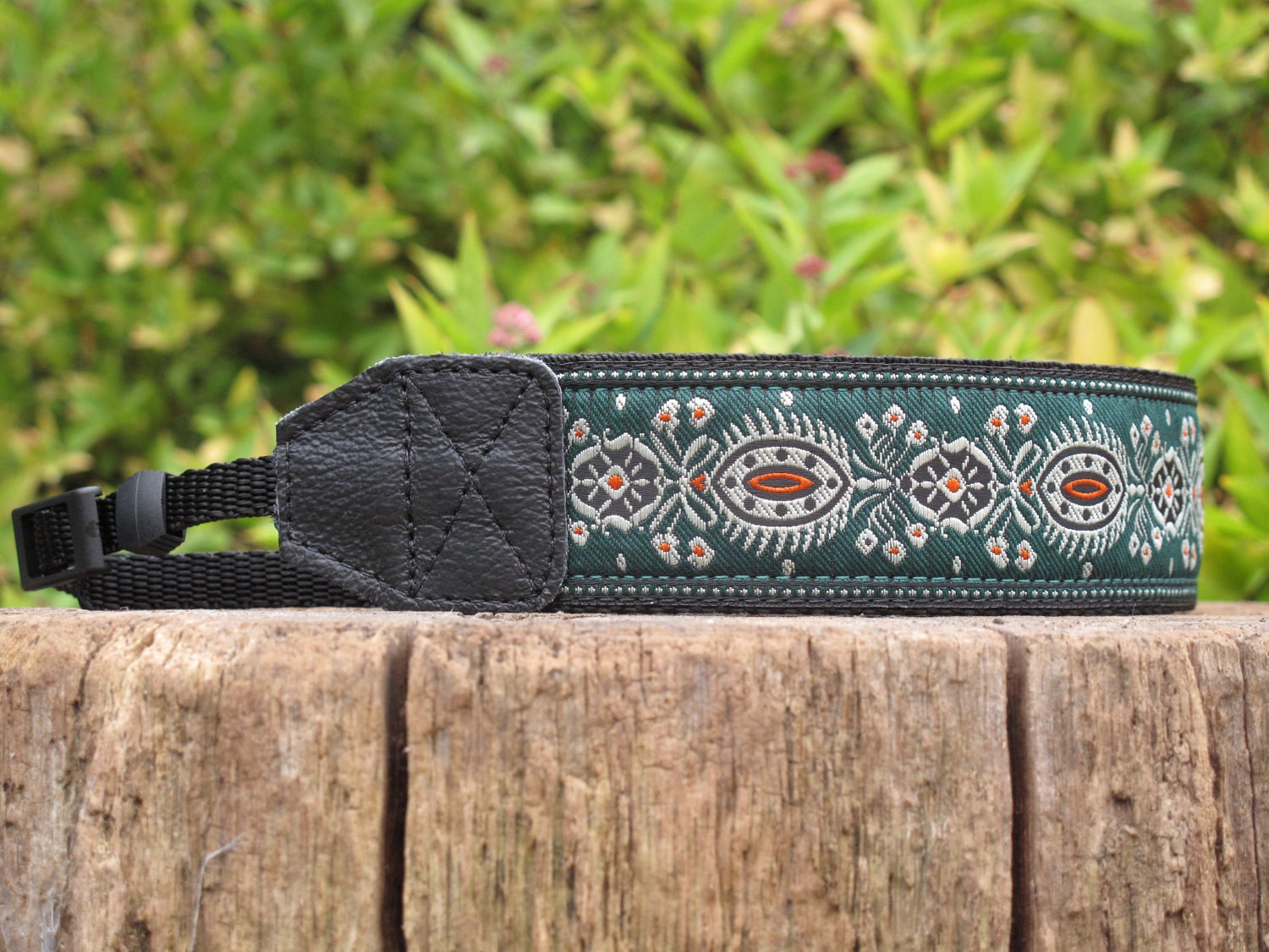 Custom Made Camera Strap 1.5" - 'Green Peacock'