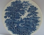 English Ironstone Blue White Transferware Wall Plaque