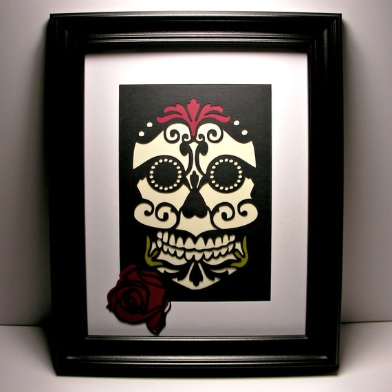 Cut Paper Sugar Skull Day of the Dead Original artwork