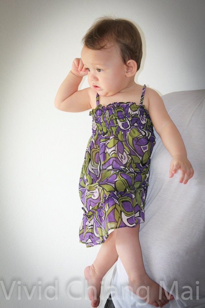 Baby girl dress, floral infant clothes, toddler gift cute 7 to 14 months