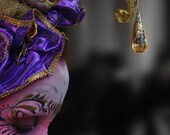 Tear of color - Signed photo 8 x 12 - BOGO sale - , carnival of Venice purple tear mask facepainting masquerade violet lilac